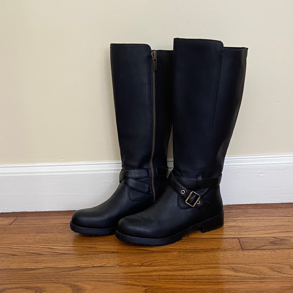 NWOB UGG Black Leather Knee High Boots
